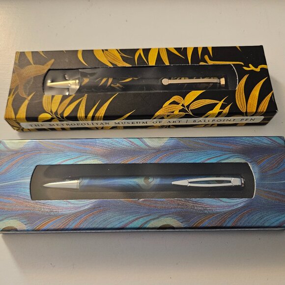 Metropolitan Museum of Art Pens Set of 2- NEW -Inspired by Tiffany & Lacquer Box - Picture 1 of 11